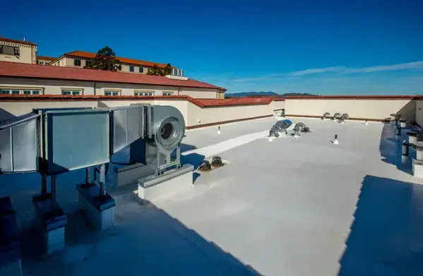 Energy efficient rubber membrane roofing with long-lasting protection