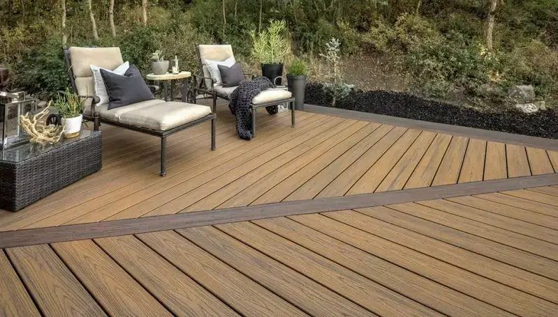 Trex composite deck installation for outdoor living space