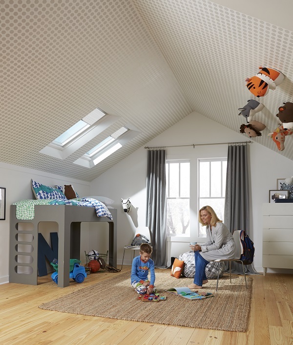 Natural light from skylight brightening interior living space