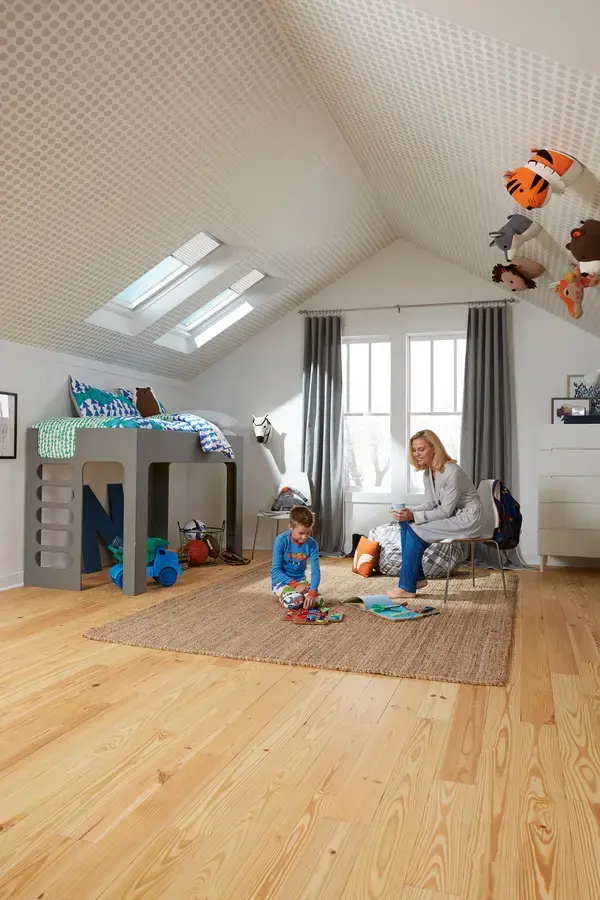 Natural light from skylight brightening interior living space
